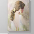 Soft Colored Female Portrait Painting With Long Hair Profile And Artistic Brushstrokes