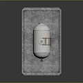 Cylindrical Metal Storage Tank With Red Ladder And Concrete Foundation Base