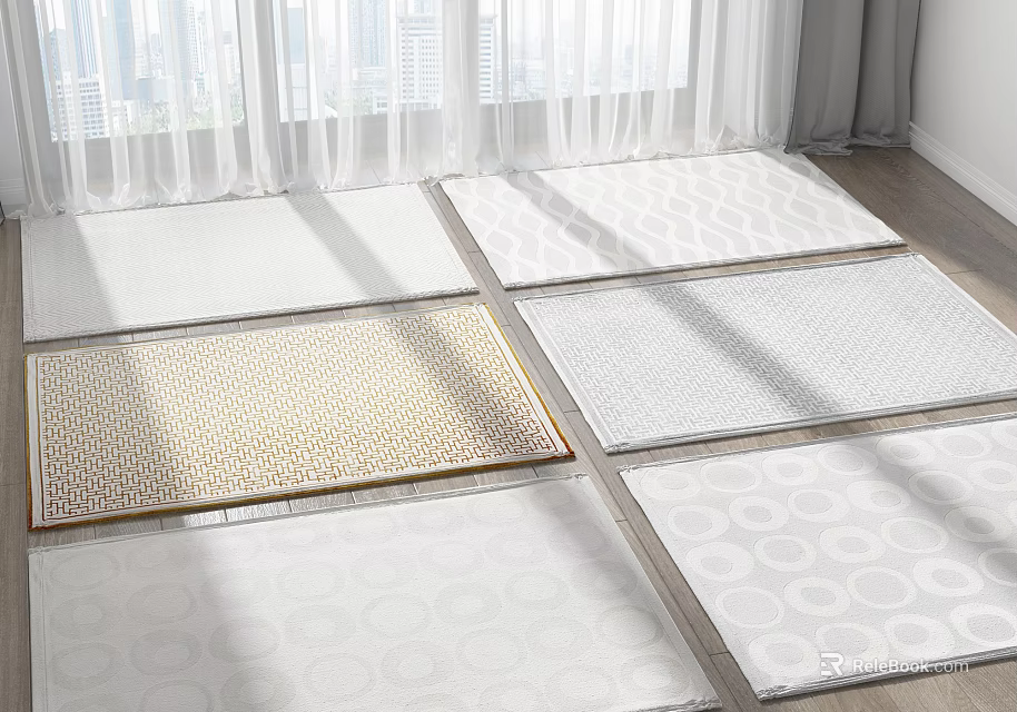 Modern Square Rugs With Various Patterns And Soft Texture For Home Decor 3d model 