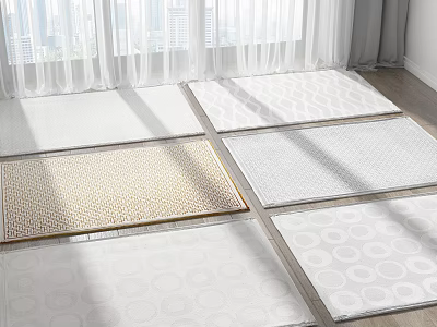 Modern Square Rugs With Various Patterns And Soft Texture For Home Decor 3d model