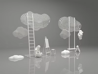 Modern Beauty Chen Outdoor Beauty Chen Cloud Sculpture 3d model