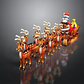 Festive Santa Sleigh Pulled By Reindeer With Christmas Presents