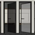 Modern Interior Swing Doors With Glass Panels And Metal Frames Design