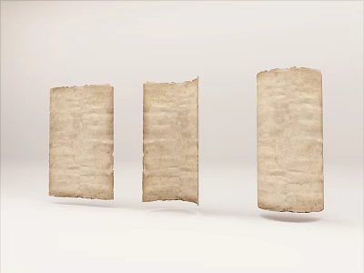 Vintage Paper Scroll Style Decorative Ornament Set With Textured Surface Three Piece 3d model