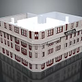 Multi Story Residential Building Exterior Design With Stone Facade Dark Framed Windows And White Roof