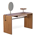 Modern Wooden Dressing Table With Round Mirror And Small Circular Platform 3d model