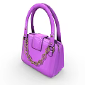 Fashionable Purple Glossy Handbag With Top Handle And Gold Chain Decoration