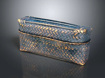 Woven Decorative Tissue Box With Blue And Gold Braided Texture For Home Use 3d model