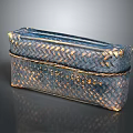 Woven Decorative Tissue Box With Blue And Gold Braided Texture For Home Use