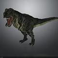 Realistic Tyrannosaurus Rex 3D Model Standing With Open Mouth On Gray Background