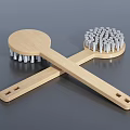 Household Cleaning Brushes With Wooden Handles Round Heads And White Bristles