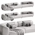 Modern Sectional Sofa With Different Colors Pillows And Throw Blanket Design