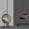 Modern Hanging Chair Designs Wicker Spherical And Metal Frame With Cushion Green Throw In Interior