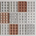 Decorative Room Dividers With Various Geometric Patterns In White And Brown 3d model