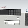 Modern TV Stand With Glass Doors Drawers And Display Shelves In Living Room