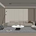 Modern Cream Simple Living Room Balcony Cabinet Sofa Combination Coffee Table Sofa Background Wall 3d model