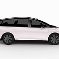 Sleek White Modern Electric Car With Black Roof Wheels And Futuristic Front Fascia Design