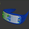 Blue And Silver Ninja Headband With Leaf Symbol And Metal Rivets Design