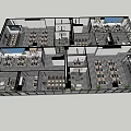 Open Office Floor Plan With Multiple Workstations Meeting Rooms And Green Seating Areas