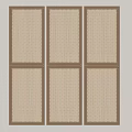 Three Panel Flush Doors With Brown Frame And Grid Pattern Sleek Modern Design 3d model