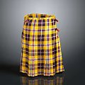 Yellow Purple White Plaid Kitchen Apron With Red Decorative Buttons