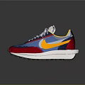 Colorful Retro Style Sneakers With Blue Red Yellow Upper And White Laces