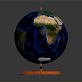 Geographical Globe Earth Model With Orange Base And Detailed Continents Surface