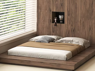 Double bed wardrobe tatami bed 3d model