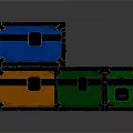 Colorful Retro Storage Boxes With Blue Orange Green Hues Metal Borders And Lock Closures