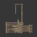 Wooden Outdoor Furniture Set With Platform Staircase Fences And Crates