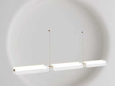 Modern Linear Pendant Chandelier With White Acrylic Shades And Metal Suspension Rods 3d model