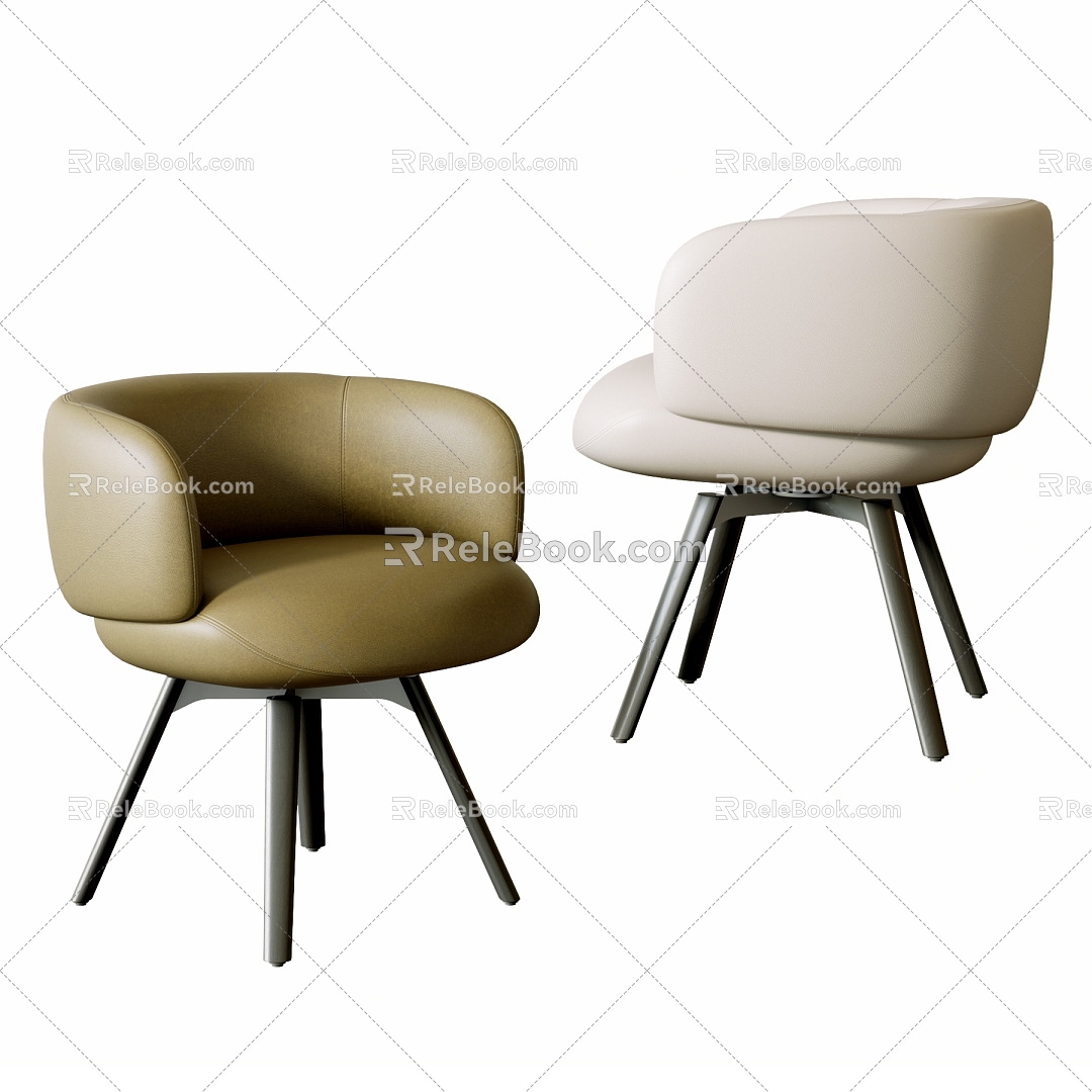 Minotti Single Chair Dining Chair Leather Single Chair Leisure Chair Office Chair 3d model