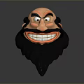 Cartoon Man Character With Big Beard Exaggerated Smile And Wide Eyes