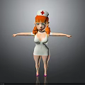 3D Nurse Character With Red Hair Pigtails Nurse Cap Red Cross White Uniform Pink Shoes