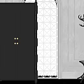 Black Decorative Cabinet With White Walls Arched Geometric Window And Black Coat Rack
