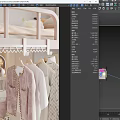 Cozy Modern Bedroom Clothes Rack With Hanging Clothes Headphones Handbag And Stuffed Toy