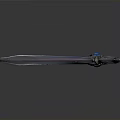 Ornate Fantasy Weapon Scythe With Curved Blade Blue Gemstone And Brown Handle