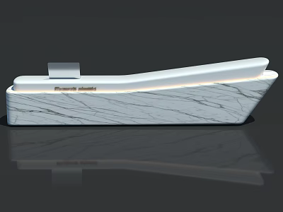 Modern Reception Desk With White Marble Surface And LED Lighting Design 3d model