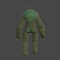Green Monster Statue With Rough Texture Standing In Forest Background 3d model