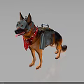 Brave German Shepherd Dog Companion With Red Bandana And Backpack Gear