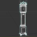 Dark Wooden Grandfather Clock With Decorative Spire Top And Classic Clock Face