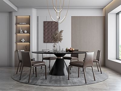 Modern Restaurant Dining Table and Chair Restaurant Background 3d model