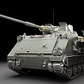 Military Armored Tank With Long Cannon Tracked Chassis And Detailed Exterior