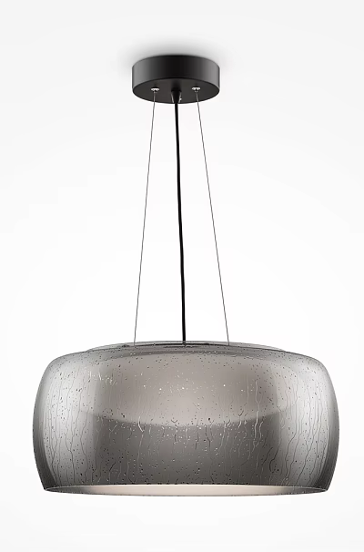Minimalist Modern Frosted Glass Chandelier With Three Metal Wires Hanging Design 3d model