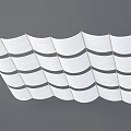 Modern White Ceiling Design With Wavy Panels And Gray Stripes 3d model