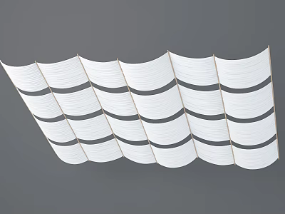 Modern White Ceiling Design With Wavy Panels And Gray Stripes 3d model