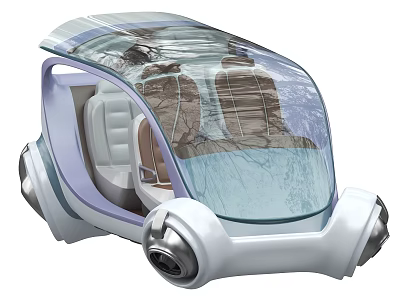 Futuristic Concept Car Design With Transparent Roof And Modern Interior Seats 3d model