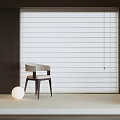 Modern Venetian Blinds In Minimalist Room With Dark Walls Light Floor Chair And Spherical Lamp