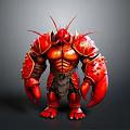 Red Lobster Humanoid 3D Model With Muscular Build And Armored Claws Antennae