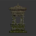 Traditional Stone Pavilion with Tiled Roof and Moss Covered Base in Classic Design